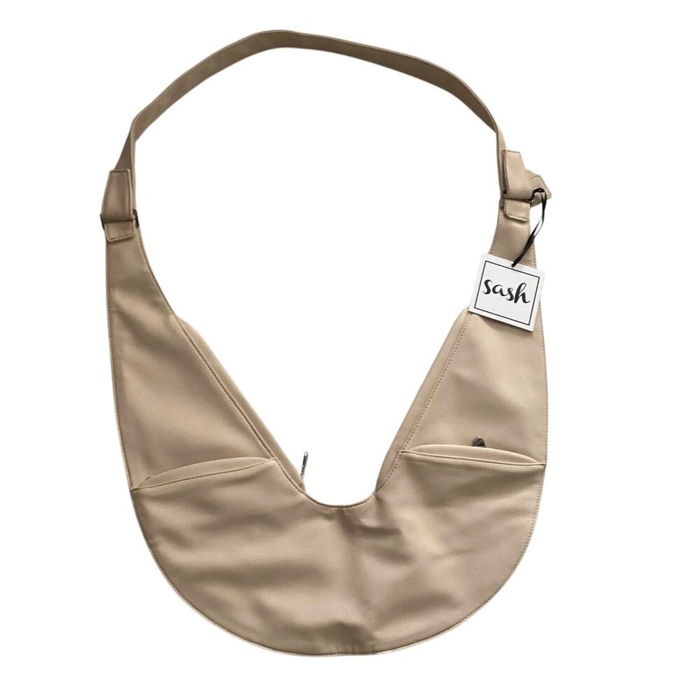 Sash Bag Ergonomic Crossbody Sling Purse Beige Multi Pocket Crescent